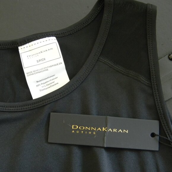 Donna Karan Active Tank Sleeveless Black Mesh Athletic Workout Running NW - Picture 11 of 13